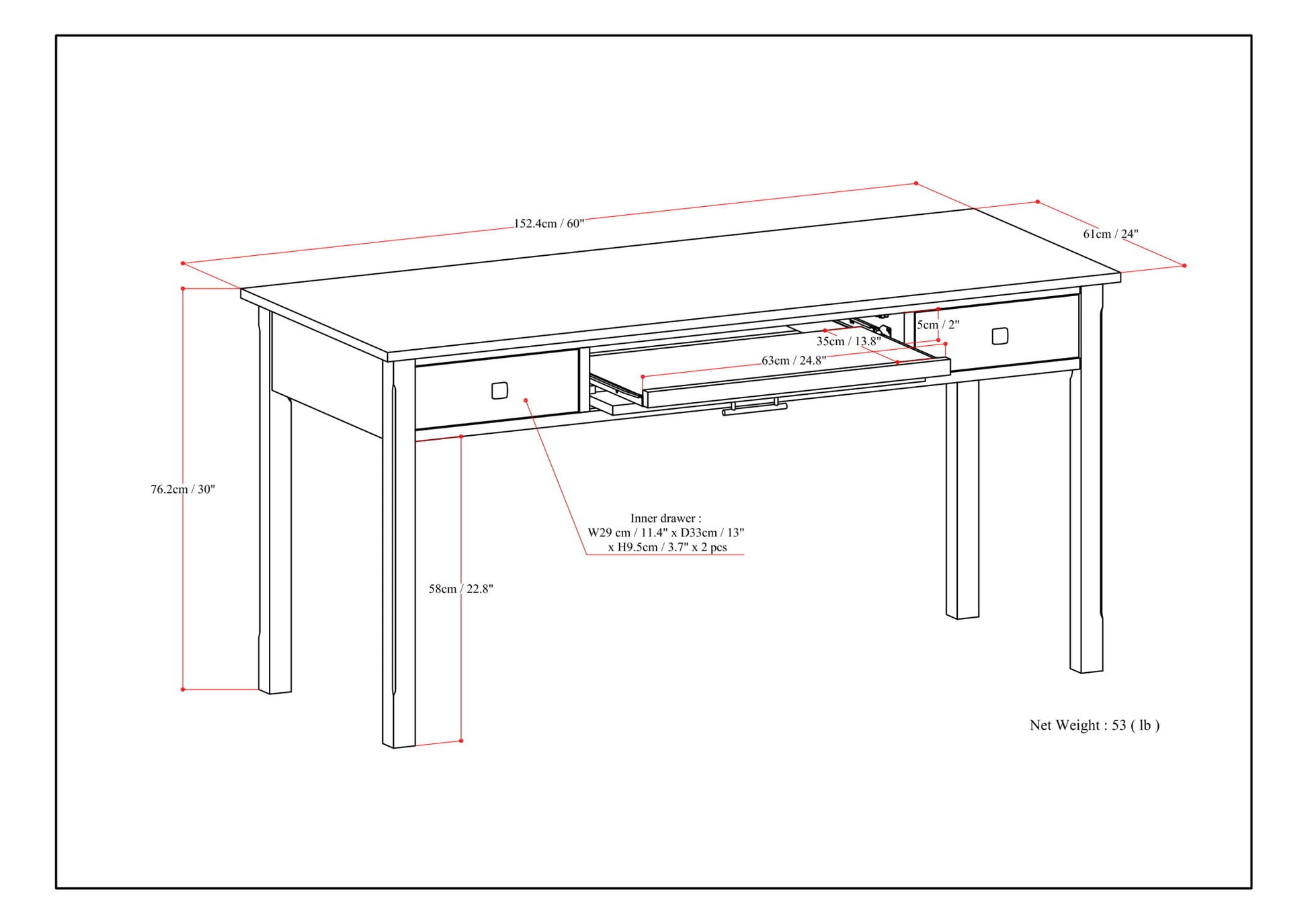 Avalon - Large Desk - Tobacco Brown - The Sleep Loft - Online Mattress Showroom NYC