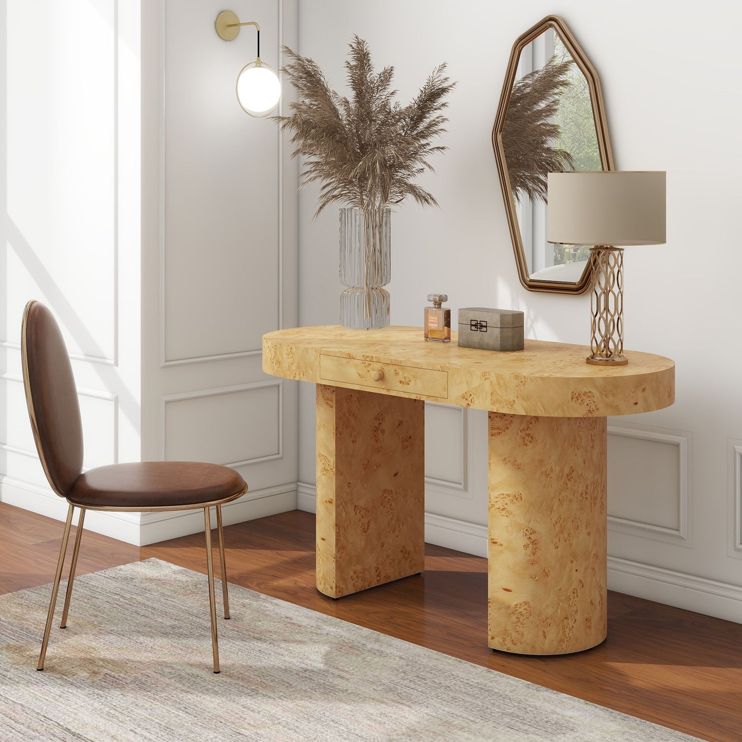 Jesse - Single Drawer Oval Computer Desk - The Sleep Loft - Online Mattress Showroom NYC