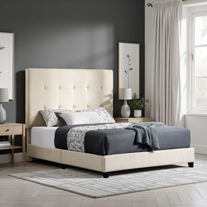 Tufted Upholstered Headboard Platform Bed