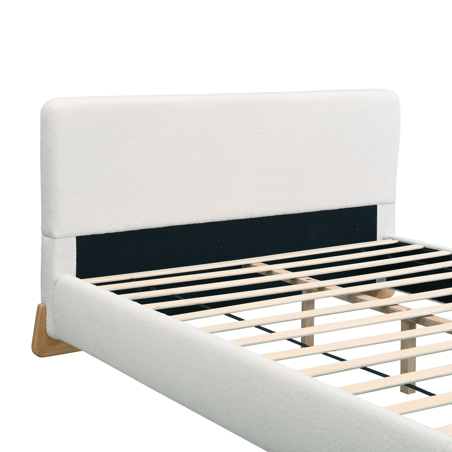 Elegant Boucle Upholstered Bed With Solid Wood Feet - The Sleep Loft - Online Mattress Showroom NYC