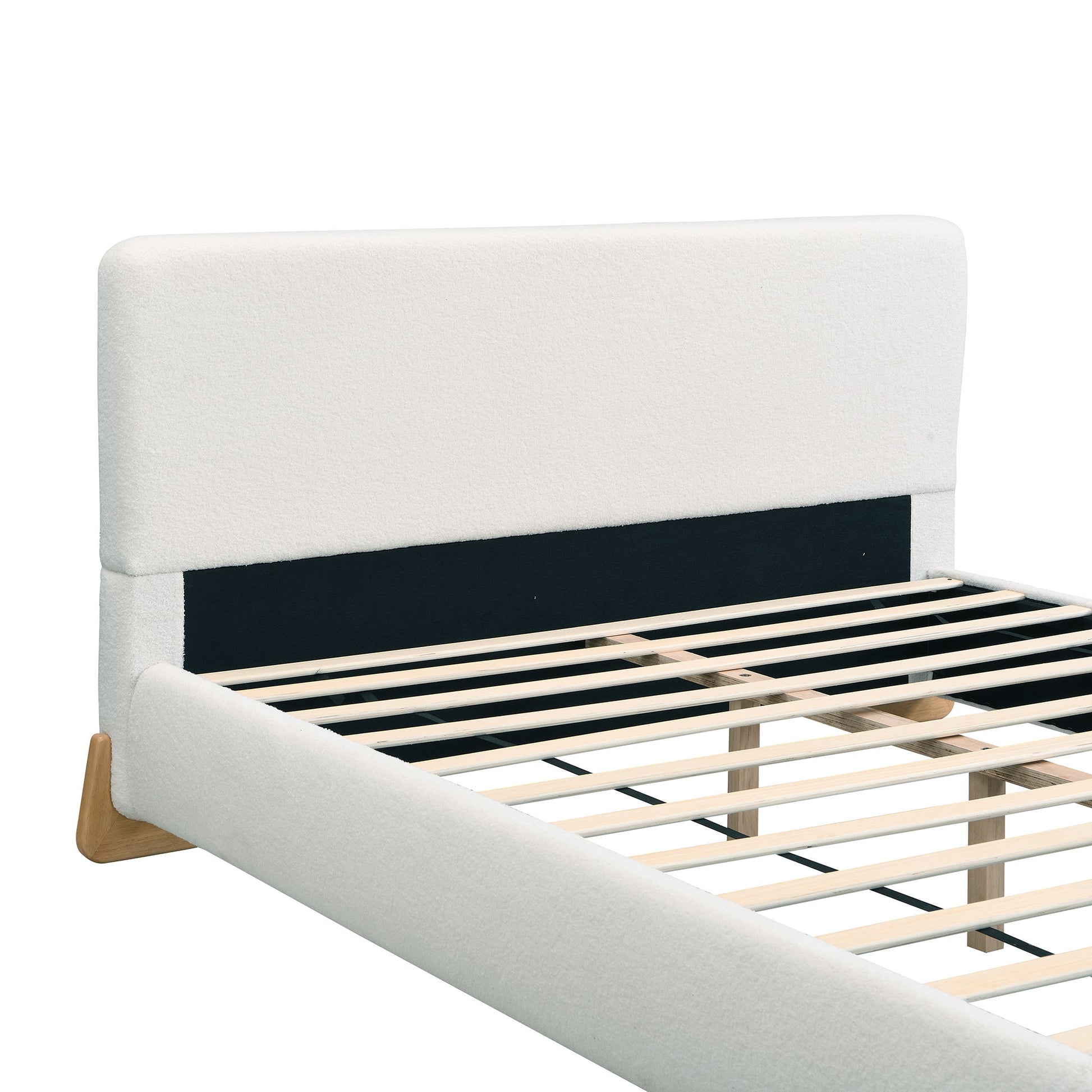 Elegant Boucle Upholstered Bed With Solid Wood Feet - The Sleep Loft - Online Mattress Showroom NYC