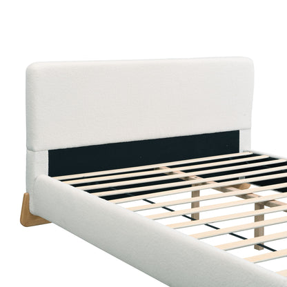 Elegant Boucle Upholstered Bed With Solid Wood Feet - The Sleep Loft - Online Mattress Showroom NYC