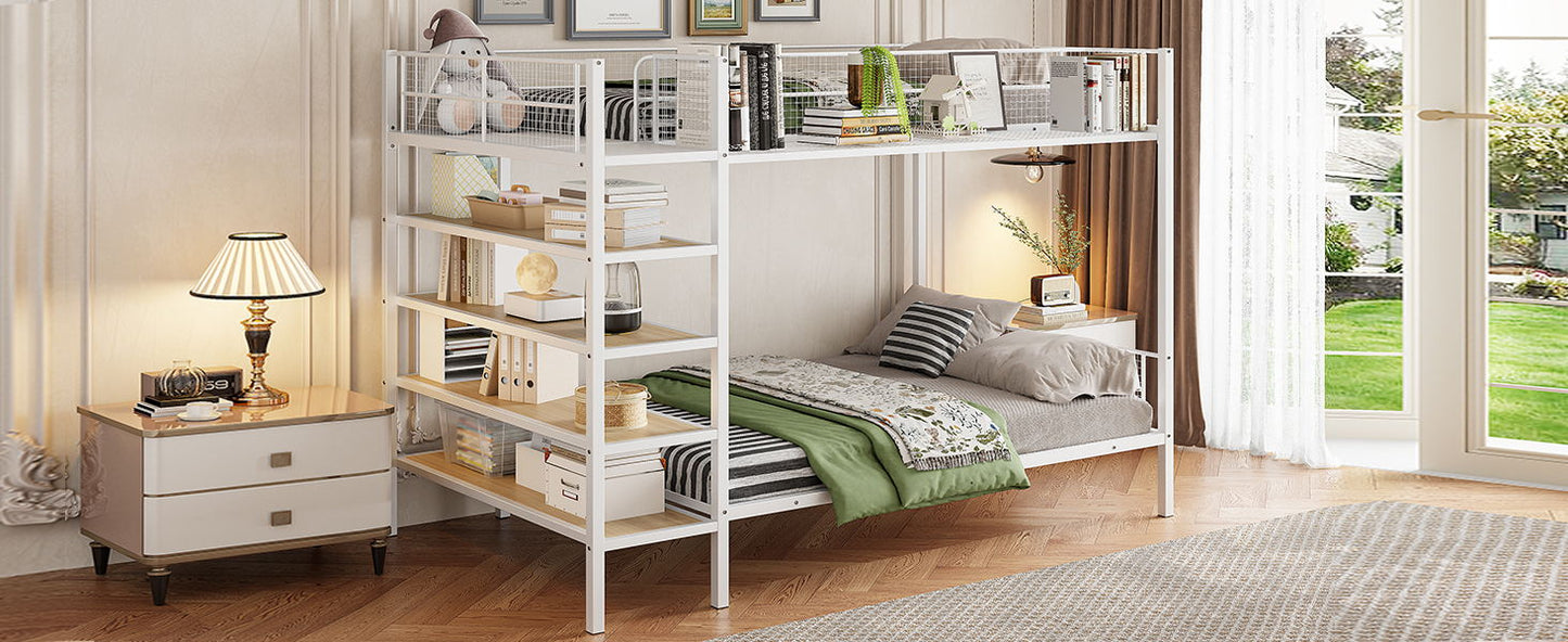 Bunk Bed With 5 Tier Shelves - The Sleep Loft - Online Mattress Showroom NYC