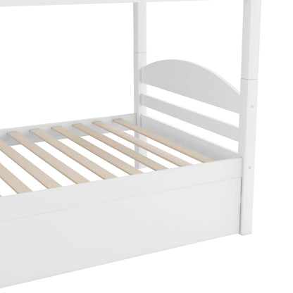 Twin L-Shaped Bunk Bed With Trundle - White - The Sleep Loft - Online Mattress Showroom NYC