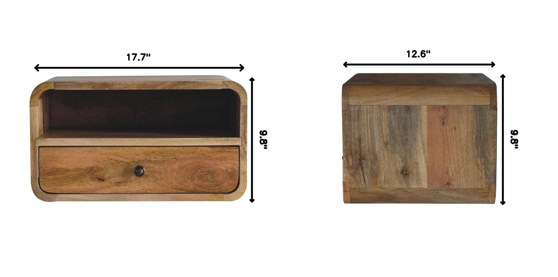 Curved Upper Slot Floating Nightstand - The Sleep Loft - Online Mattress Showroom NYC