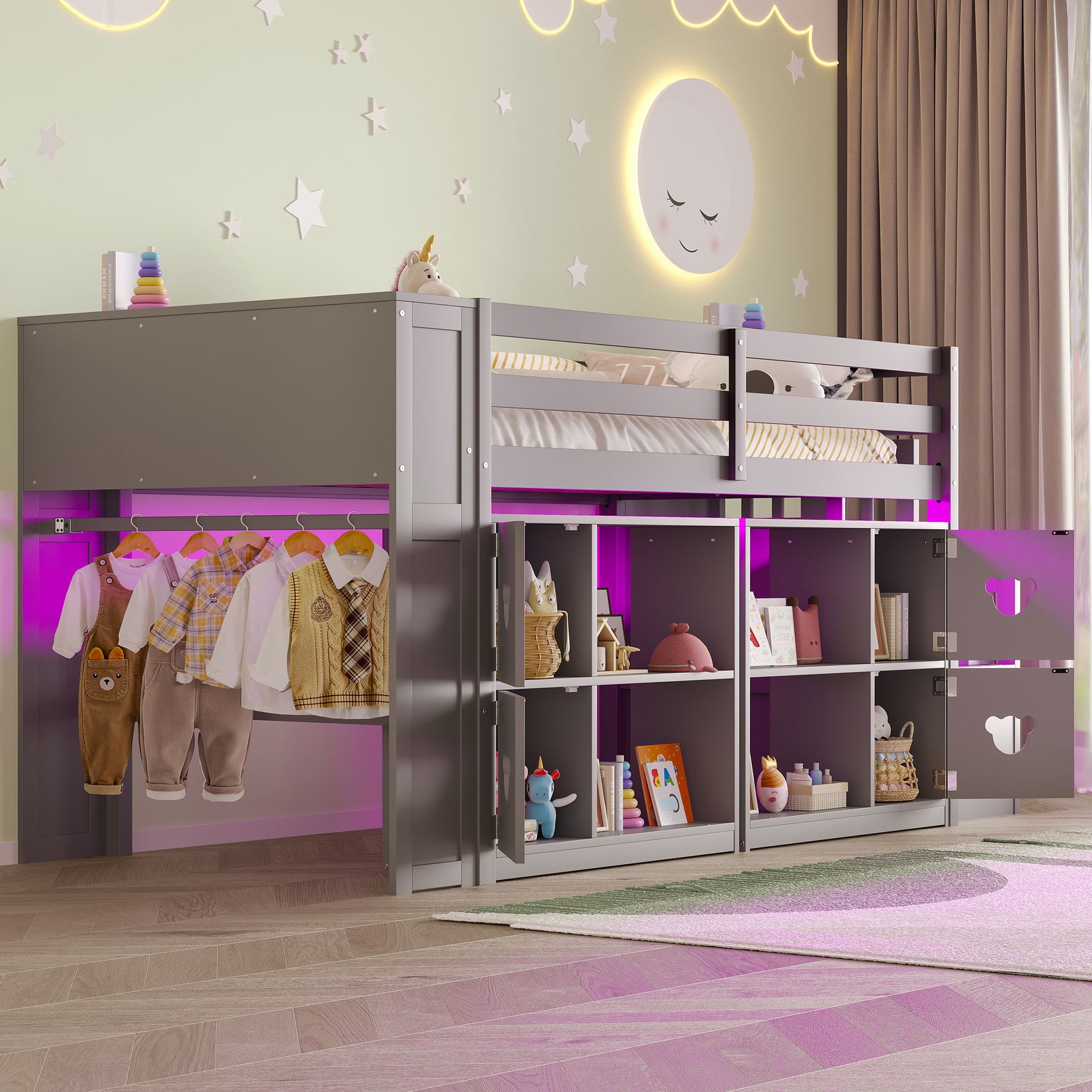 Loft Bed With Storage Cabinets, Staircase Drawers & LED Lights - The Sleep Loft - Online Mattress Showroom NYC