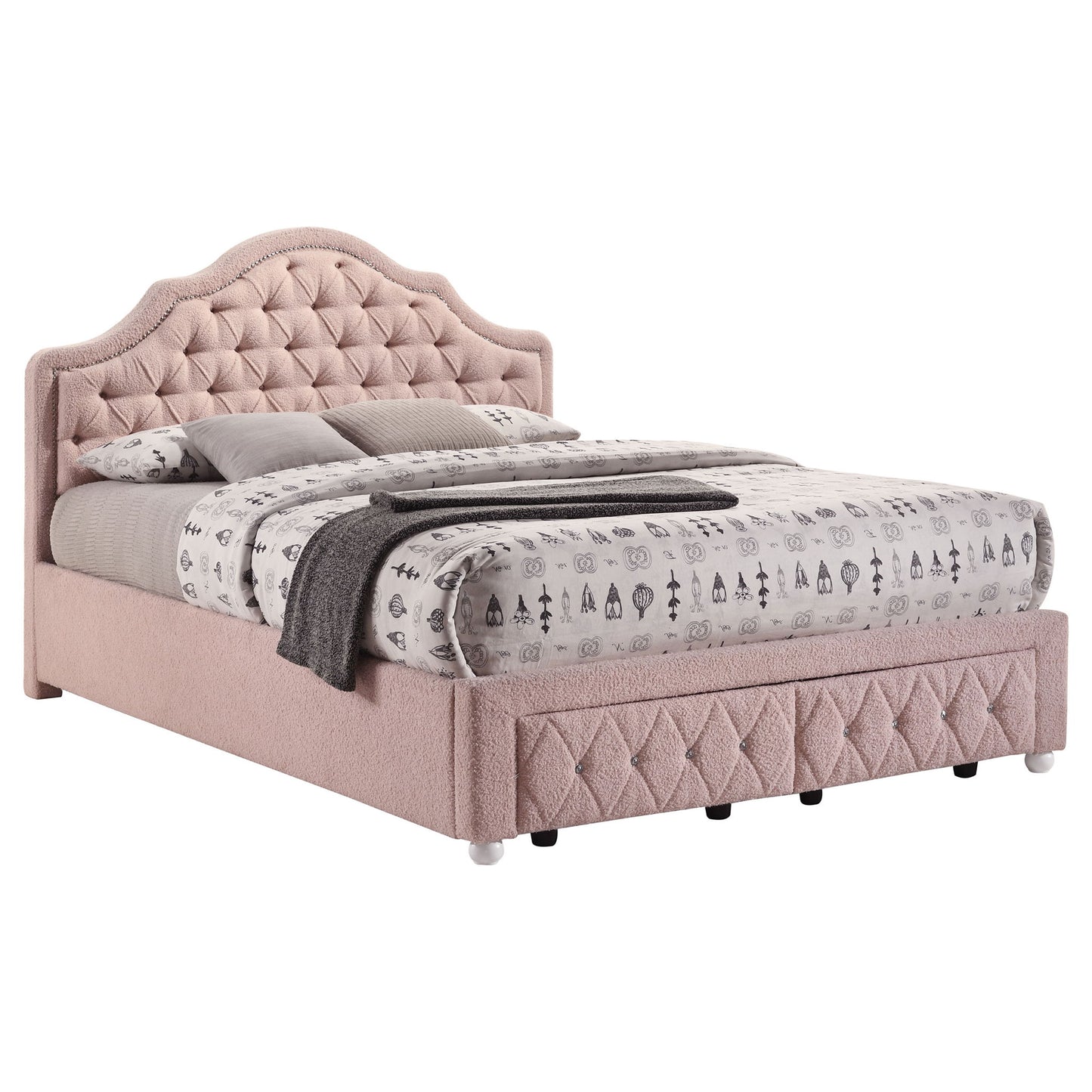 Robinette - Full Bed Upholstered Storage - Pink - The Sleep Loft - Online Mattress Showroom NYC