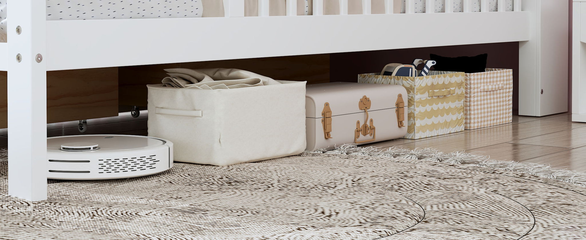 Bed With Headboard Storage Rack, 2 Under Bed Drawers, 3 Side Guardrails For Safety - The Sleep Loft - Online Mattress Showroom NYC