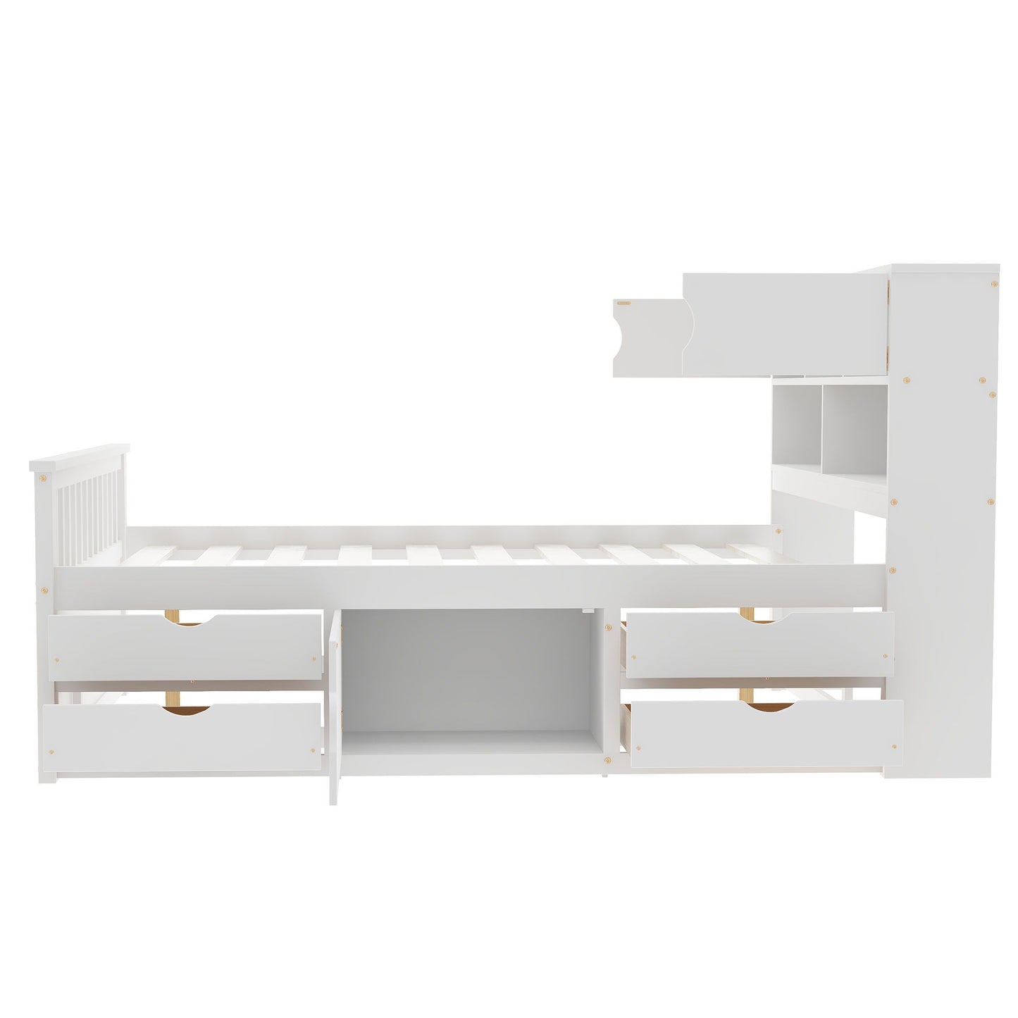Captain Platform Bed Frame With Bookcase Headboard, 4 Drawers, Storage Shelves - The Sleep Loft - Online Mattress Showroom NYC