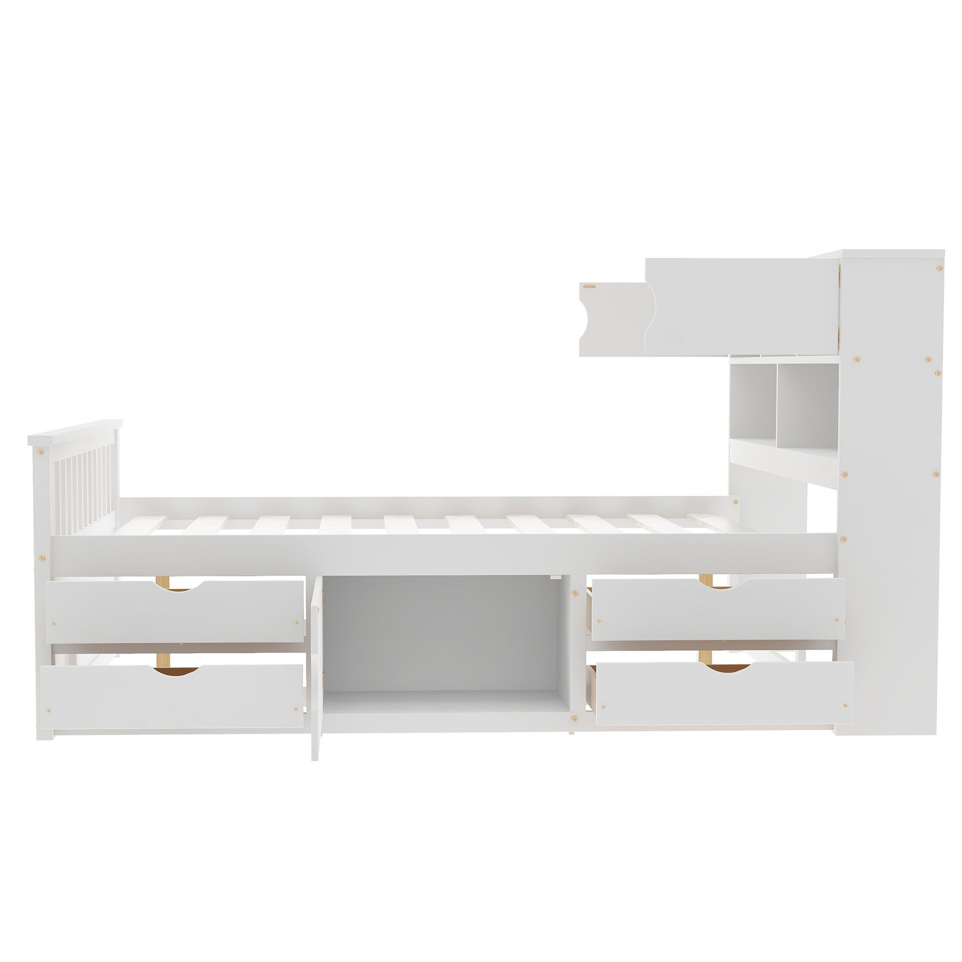 Captain Platform Bed Frame With Bookcase Headboard, 4 Drawers, Storage Shelves - The Sleep Loft - Online Mattress Showroom NYC