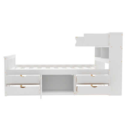 Captain Platform Bed Frame With Bookcase Headboard, 4 Drawers, Storage Shelves - The Sleep Loft - Online Mattress Showroom NYC