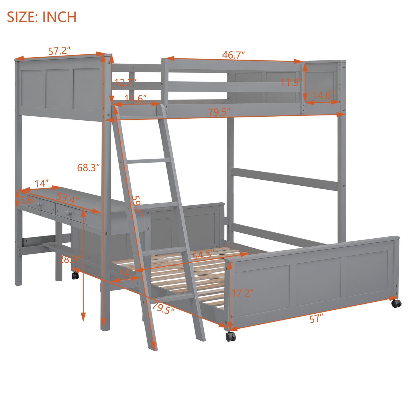 Full Over Full Bunk Bed With Desk - The Sleep Loft - Online Mattress Showroom NYC
