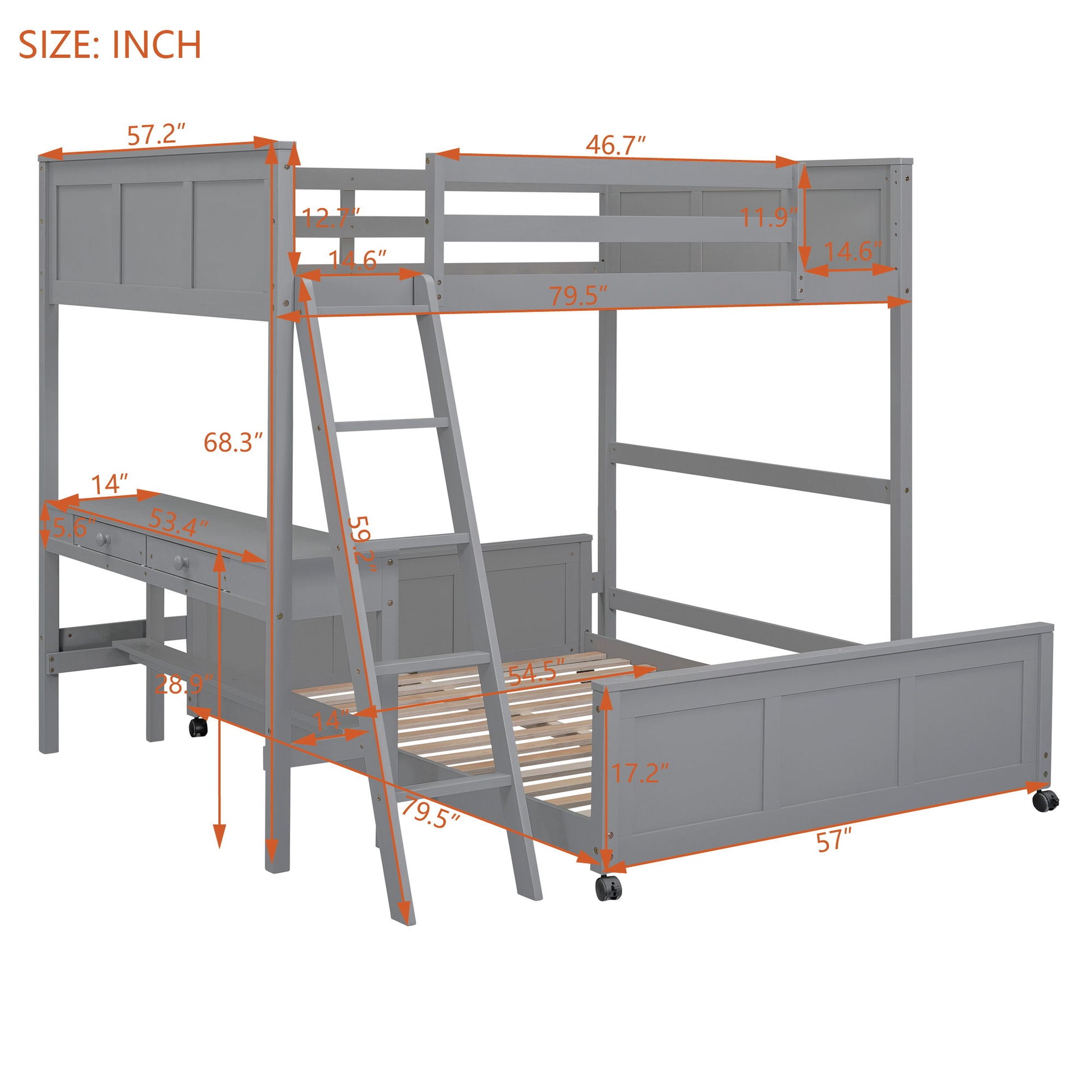 Full Over Full Bunk Bed With Desk - The Sleep Loft - Online Mattress Showroom NYC