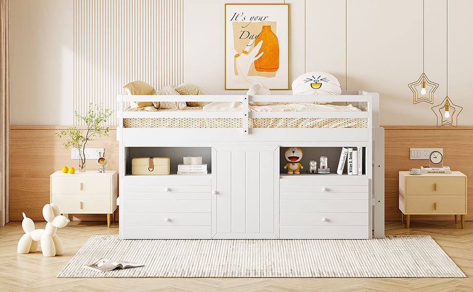 Loft Bed With 4 Drawers, Underneath Cabinet And Shelves - The Sleep Loft - Online Mattress Showroom NYC