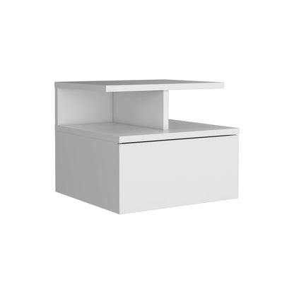 Flopini - Floating Nightstand With 1 Drawer, Compact Size - White - The Sleep Loft - Online Mattress Showroom NYC