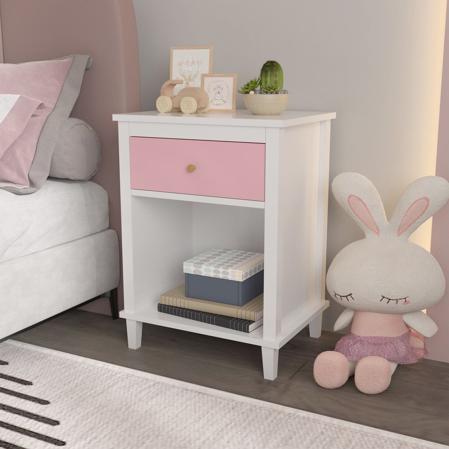 Nightstand With 1 Drawer 1 Shelf - The Sleep Loft - Online Mattress Showroom NYC