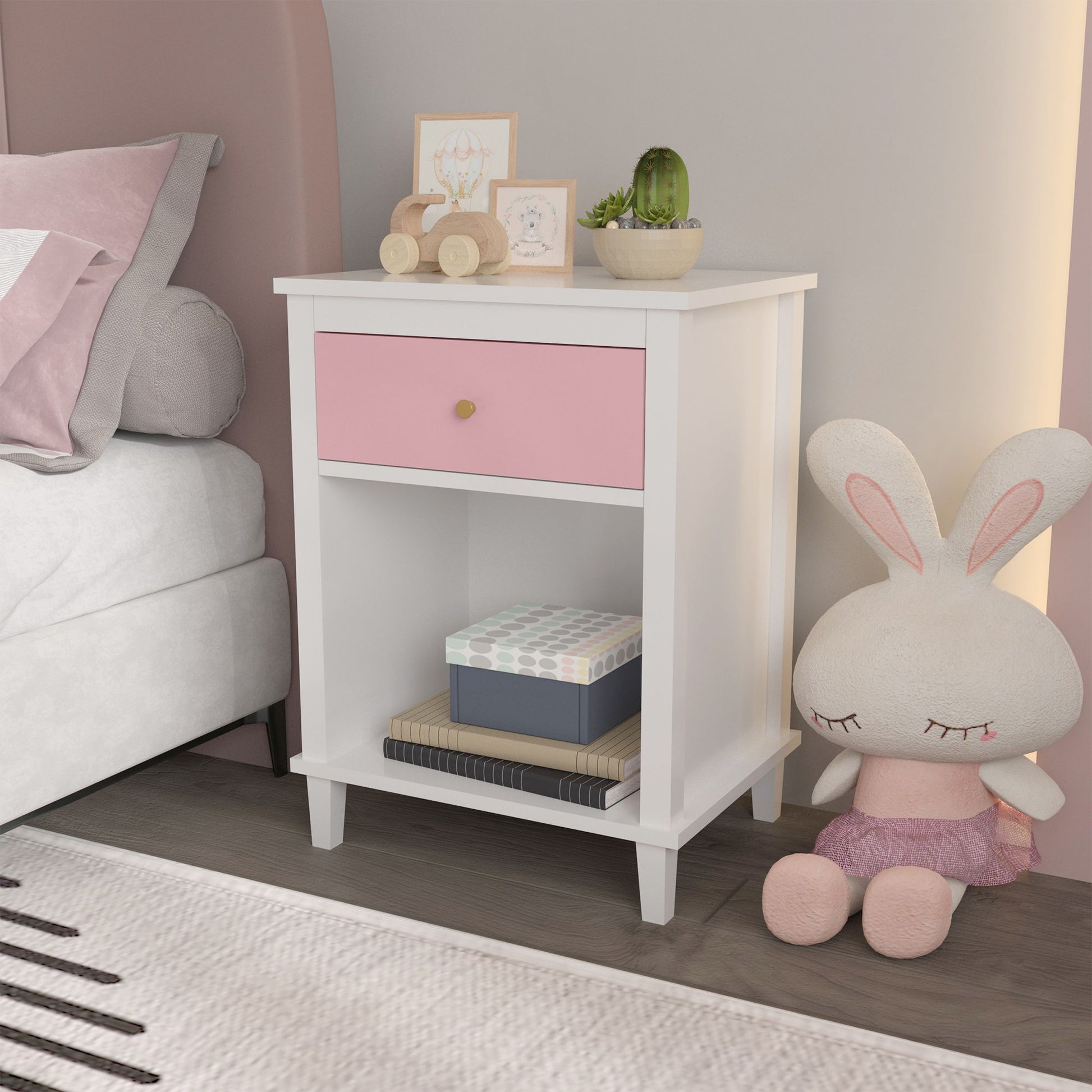 Nightstand With 1 Drawer 1 Shelf - The Sleep Loft - Online Mattress Showroom NYC