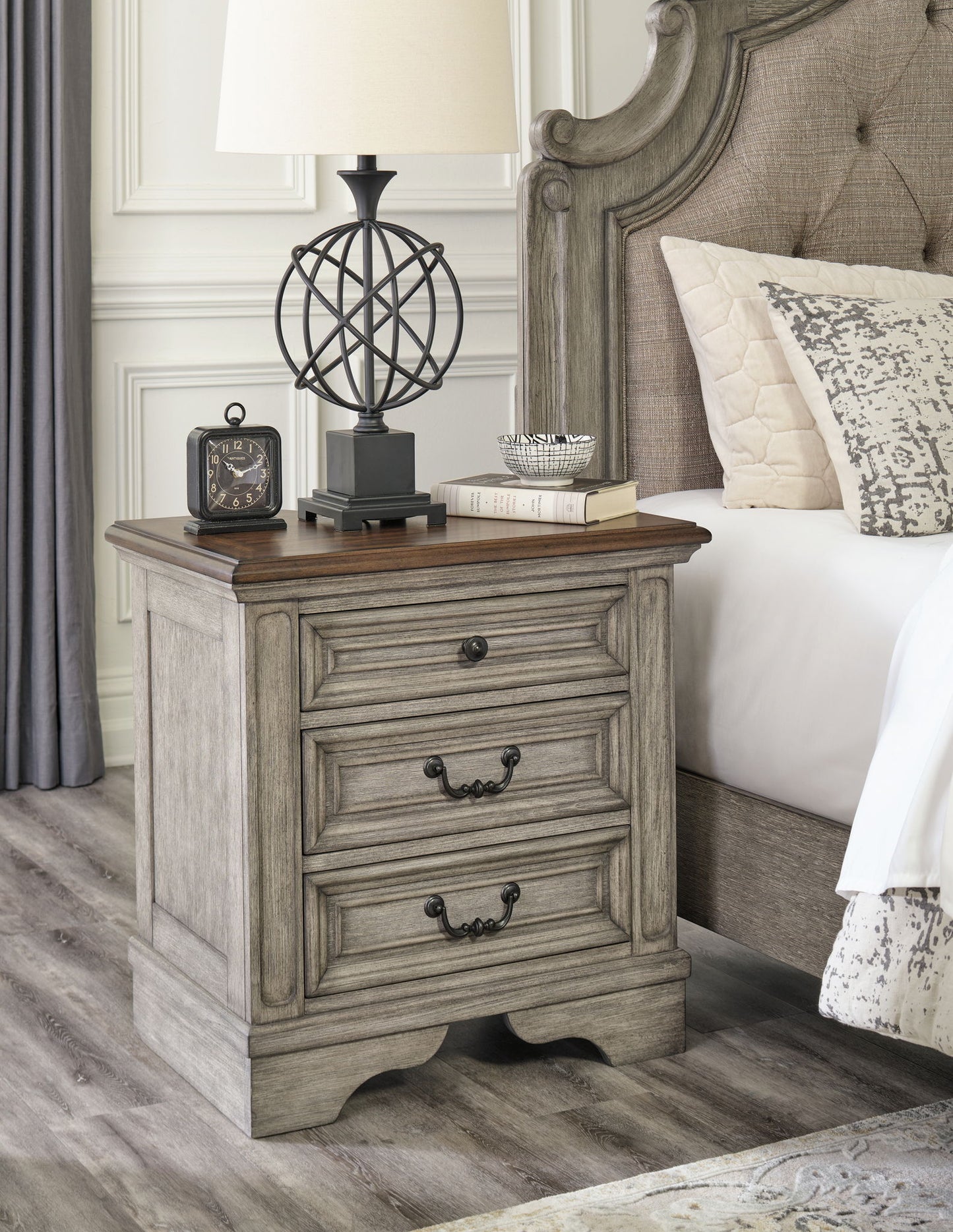 Lodenbay - Three Drawer Night Stand - Antique Gray - The Sleep Loft - Online Mattress Showroom NYC