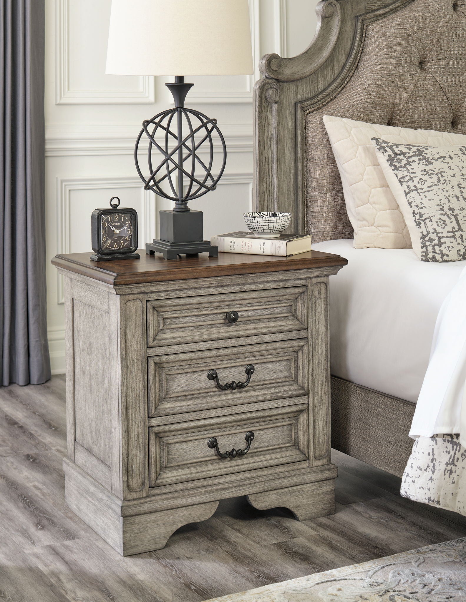 Lodenbay - Three Drawer Night Stand - Antique Gray - The Sleep Loft - Online Mattress Showroom NYC