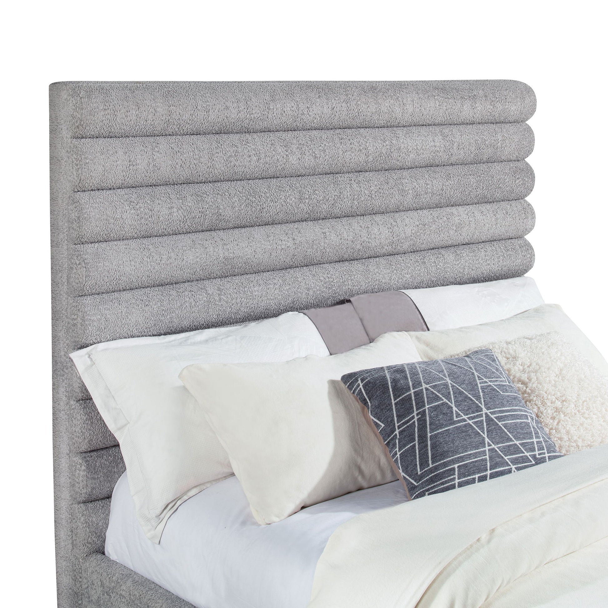 Queen Bed With Textured, And Tufted Headboard - Gray - The Sleep Loft - Online Mattress Showroom NYC
