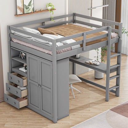 Loft Bed With Built In Wardrobe, Shelves And Drawers - The Sleep Loft - Online Mattress Showroom NYC