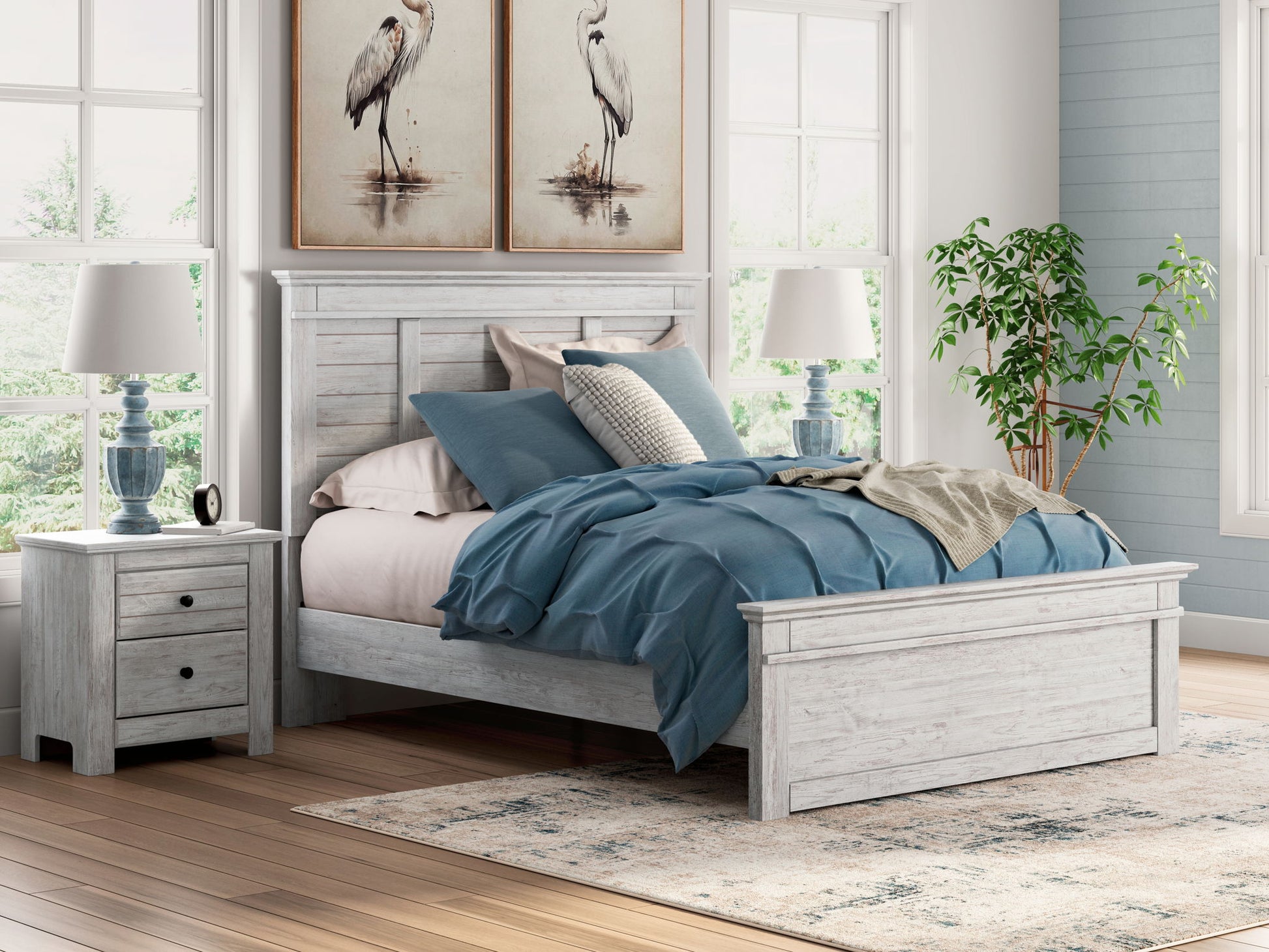 Makidern - Queen Panel Bed - Whitewash - The Sleep Loft - Online Mattress Showroom NYC