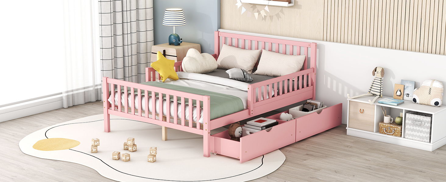 Platform Bed With Guardrails On Both Sides And 2 Storage Drawers - The Sleep Loft - Online Mattress Showroom NYC