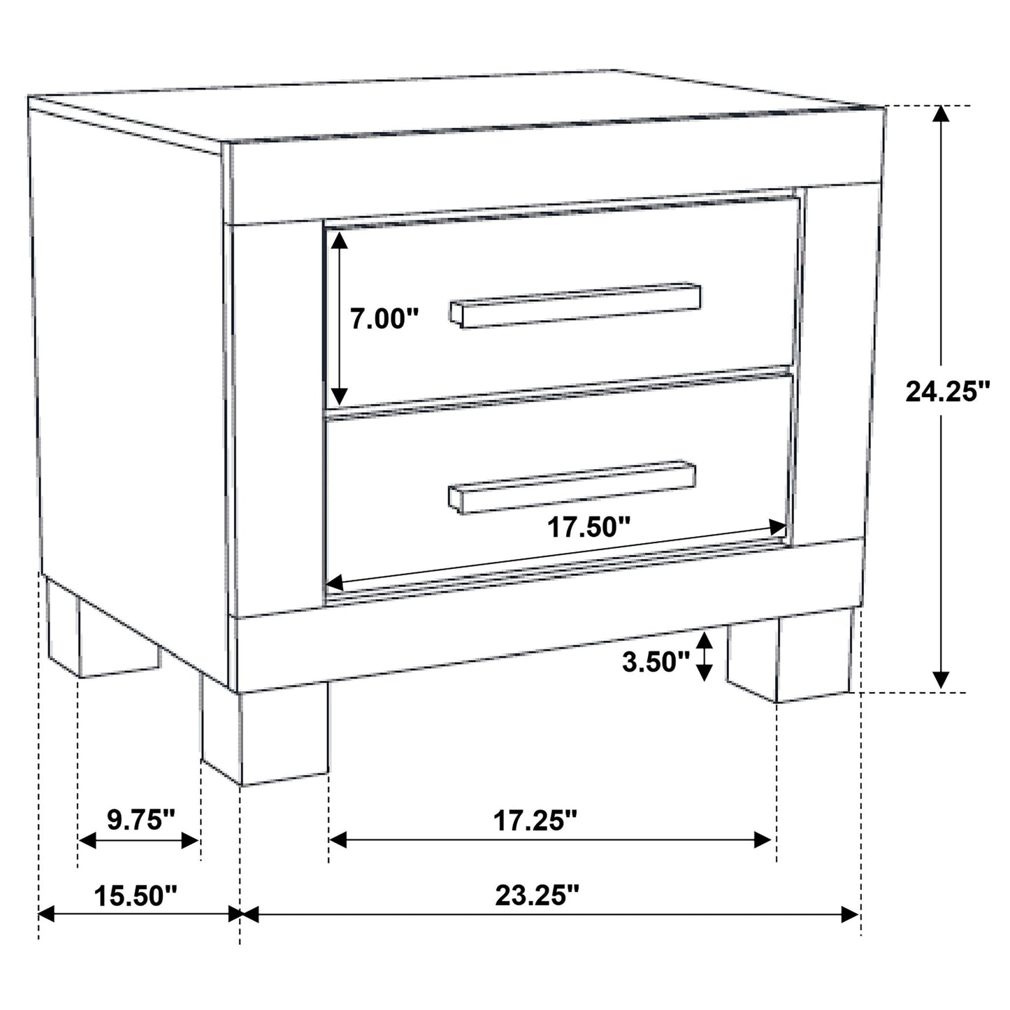 2 Drawer Nightstand - Brown Wood - The Sleep Loft - Online Mattress Showroom NYC