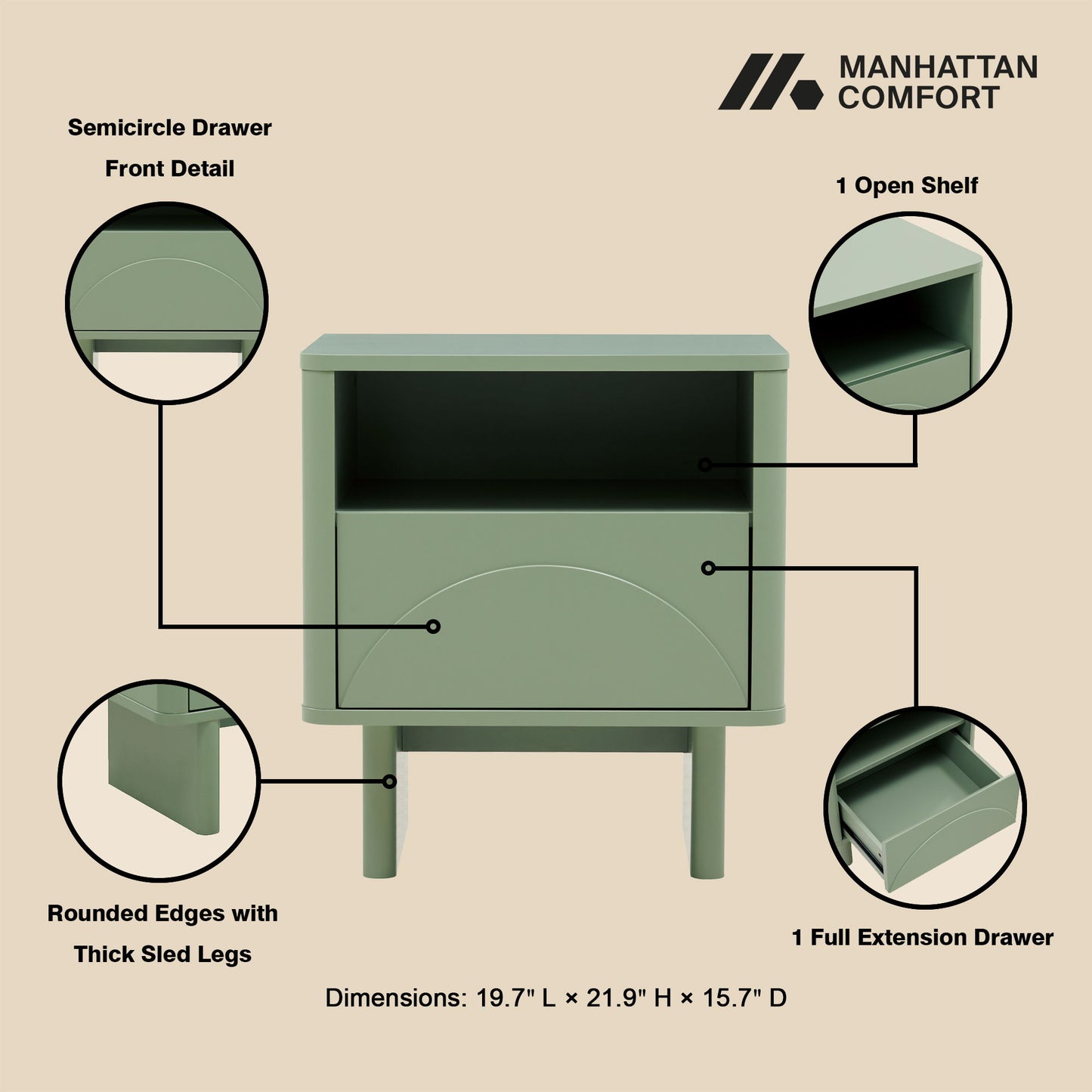 Ella - Nightstand - The Sleep Loft - Online Mattress Showroom NYC