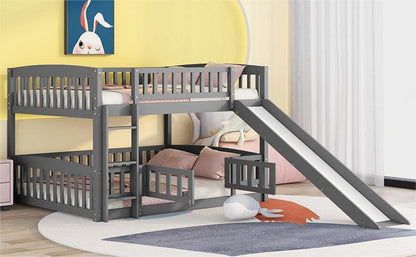 Low Bunk Bed With Slide, Fence And Ladder - The Sleep Loft - Online Mattress Showroom NYC