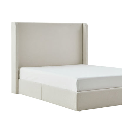 Carmen - King Size Upholstered Wingback Bed - Ivory - The Sleep Loft - Online Mattress Showroom NYC
