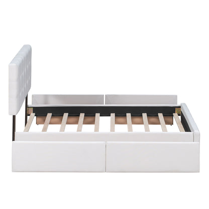 Upholstered Platform Bed With Classic Headboard And Drawers, No Box Spring Needed - The Sleep Loft - Online Mattress Showroom NYC