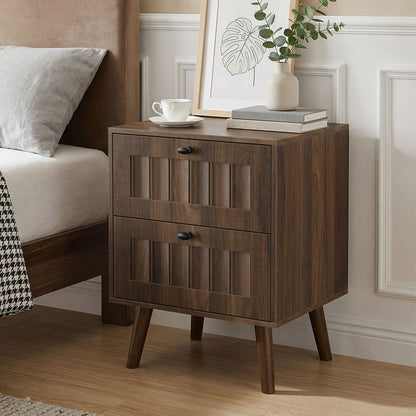 Double Drawer Bedside Table (Set of 2) - Walnut - The Sleep Loft - Online Mattress Showroom NYC