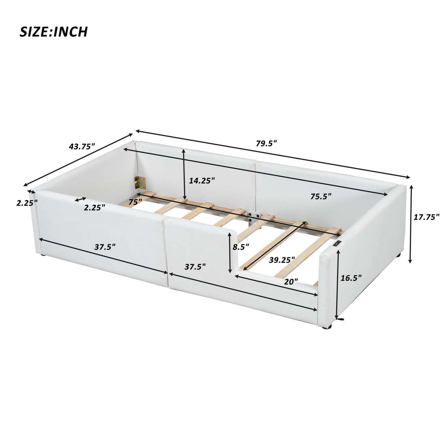 Platform Bed With Guardrail And Charging Station - The Sleep Loft - Online Mattress Showroom NYC