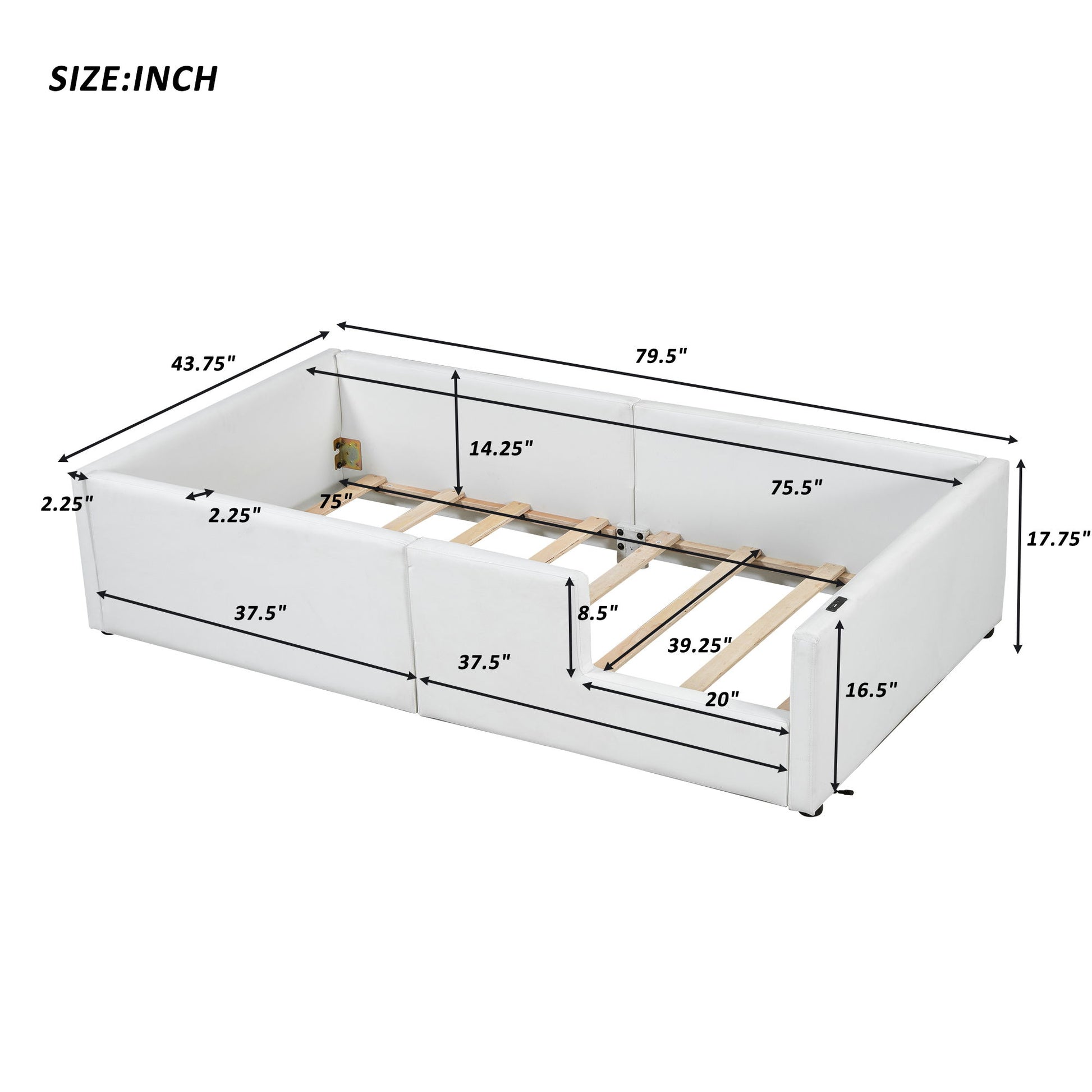 Platform Bed With Guardrail And Charging Station - The Sleep Loft - Online Mattress Showroom NYC