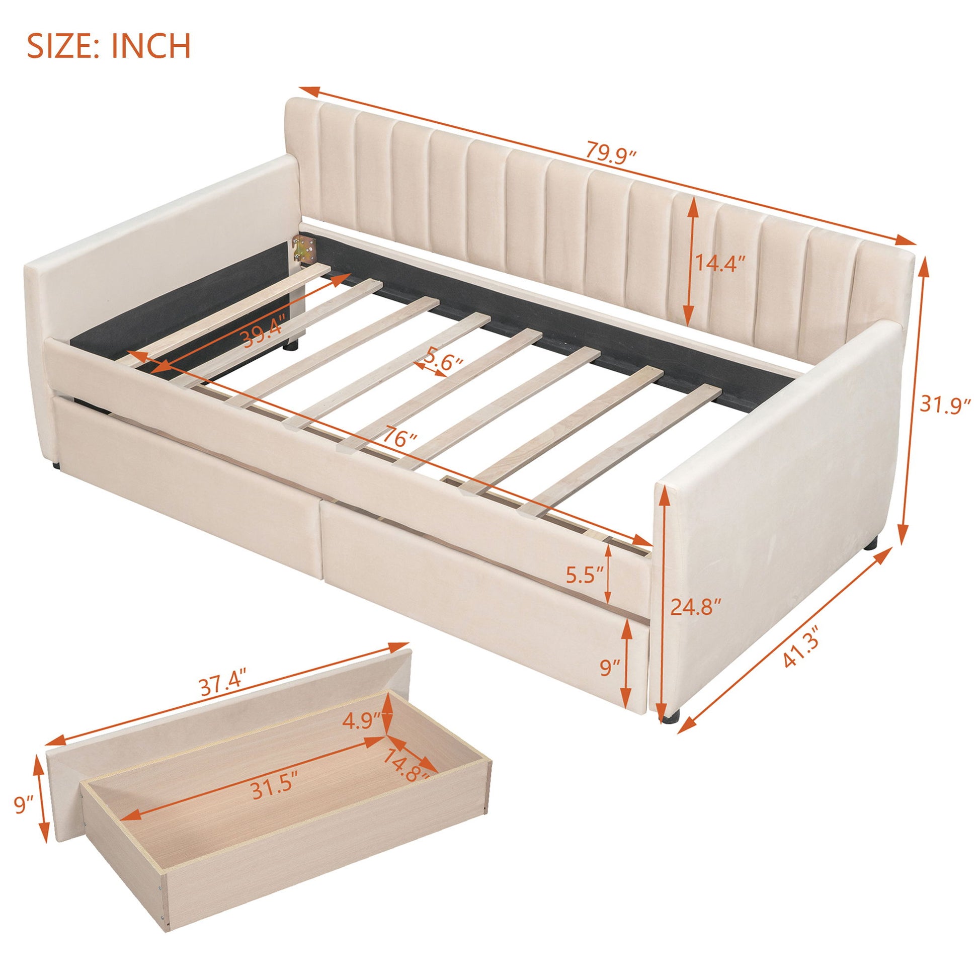 Upholstered Daybed With Slat Support - The Sleep Loft - Online Mattress Showroom NYC
