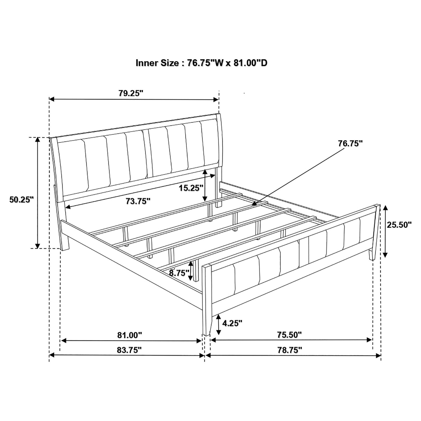 Eastern King Panel Bed With Upholstered Headboard And Footboard - Cappuccino - The Sleep Loft - Online Mattress Showroom NYC