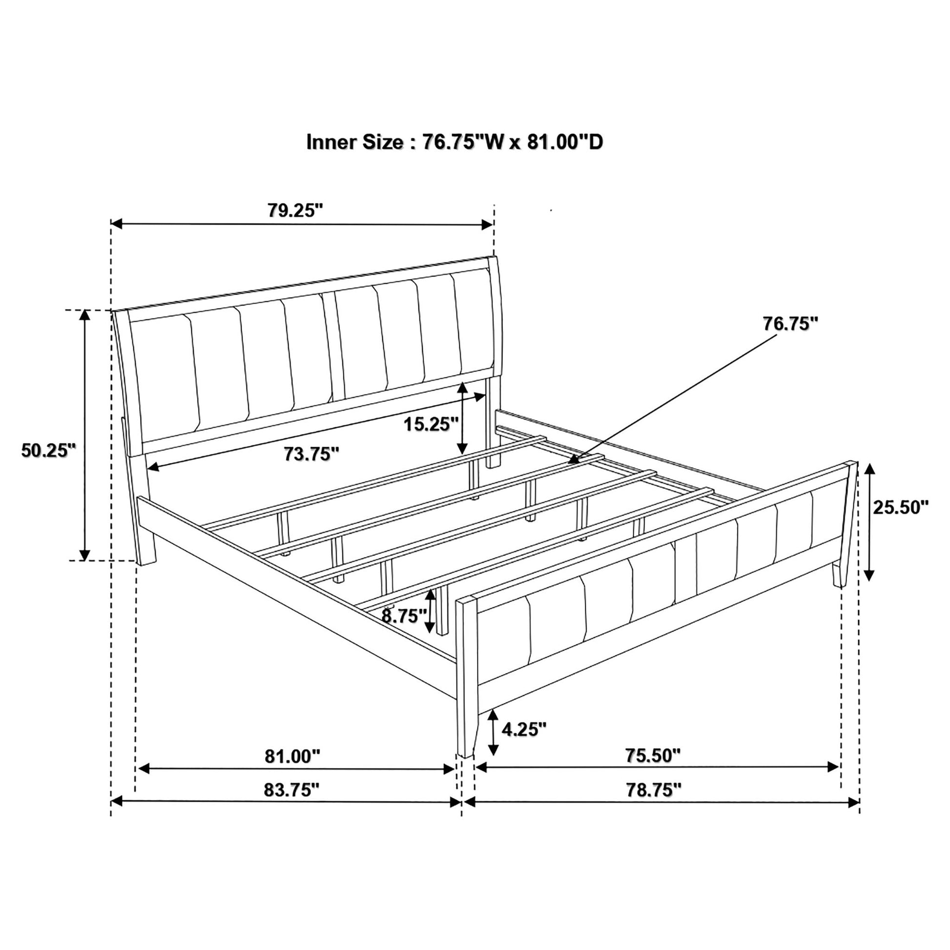 Eastern King Panel Bed With Upholstered Headboard And Footboard - Cappuccino - The Sleep Loft - Online Mattress Showroom NYC