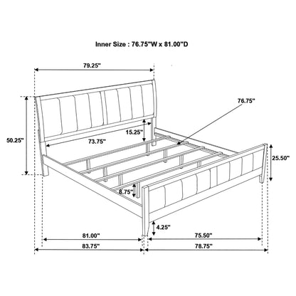 Eastern King Panel Bed With Upholstered Headboard And Footboard - Cappuccino - The Sleep Loft - Online Mattress Showroom NYC