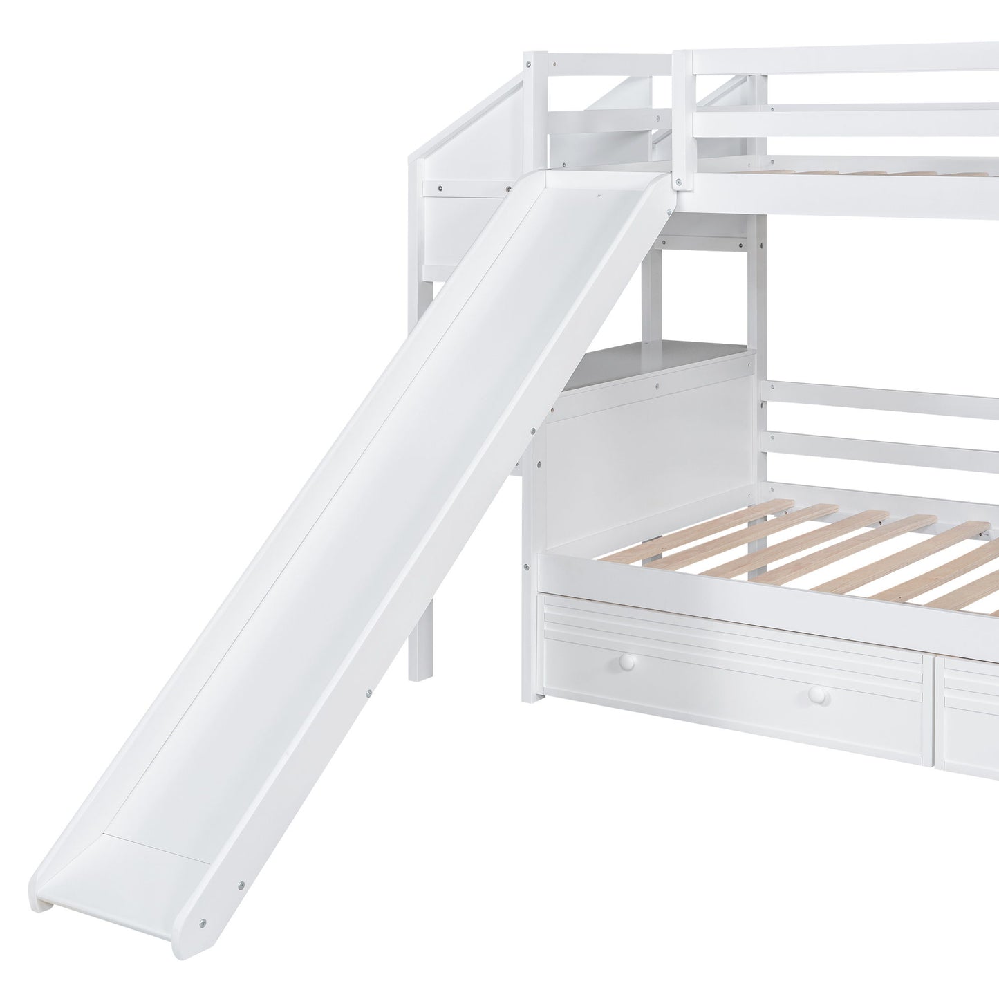 Bunk Bed With Storage Staircase, Slide, Desk, Drawers, And Shelves - The Sleep Loft - Online Mattress Showroom NYC