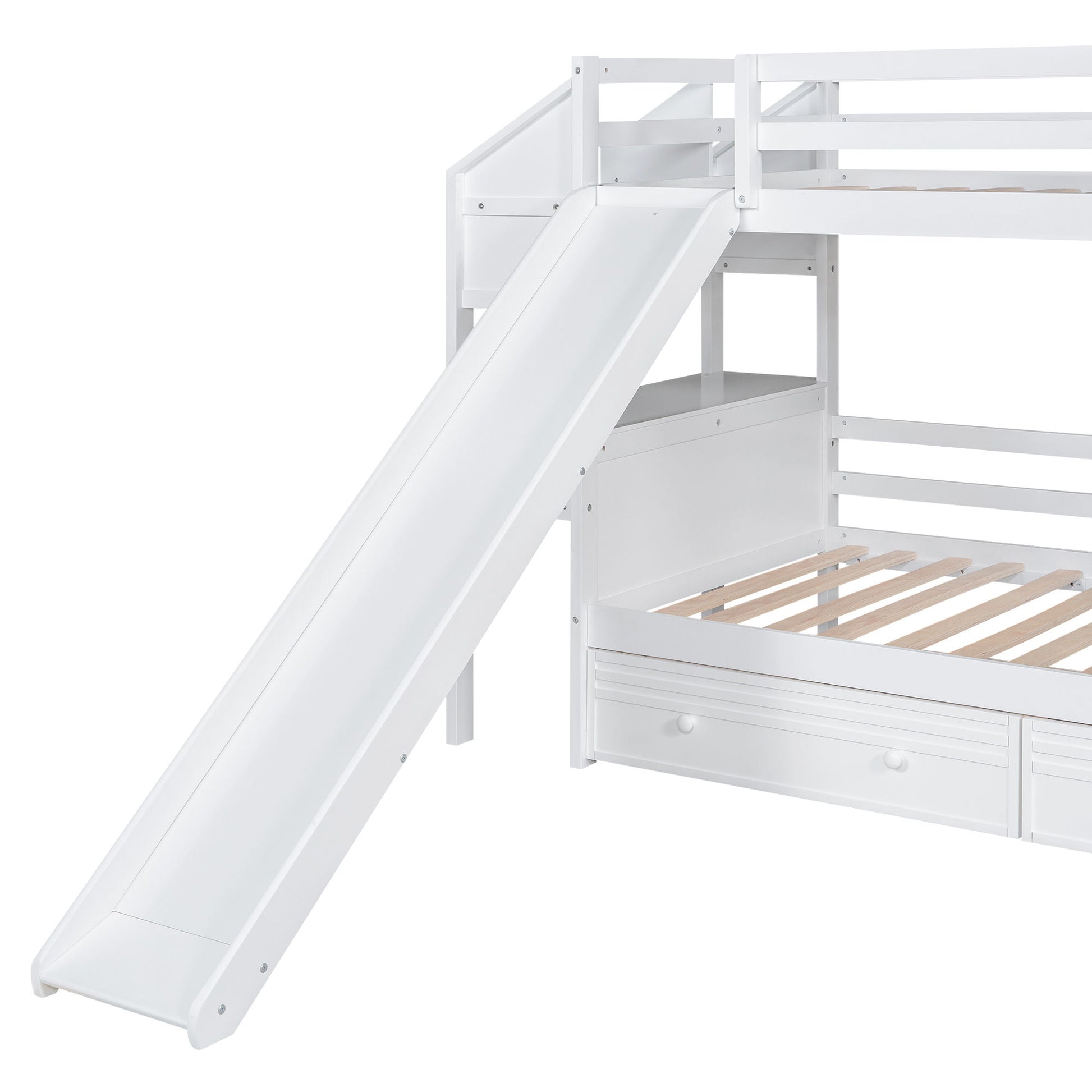 Bunk Bed With Storage Staircase, Slide, Desk, Drawers, And Shelves - The Sleep Loft - Online Mattress Showroom NYC