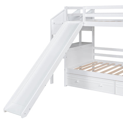 Bunk Bed With Storage Staircase, Slide, Desk, Drawers, And Shelves - The Sleep Loft - Online Mattress Showroom NYC