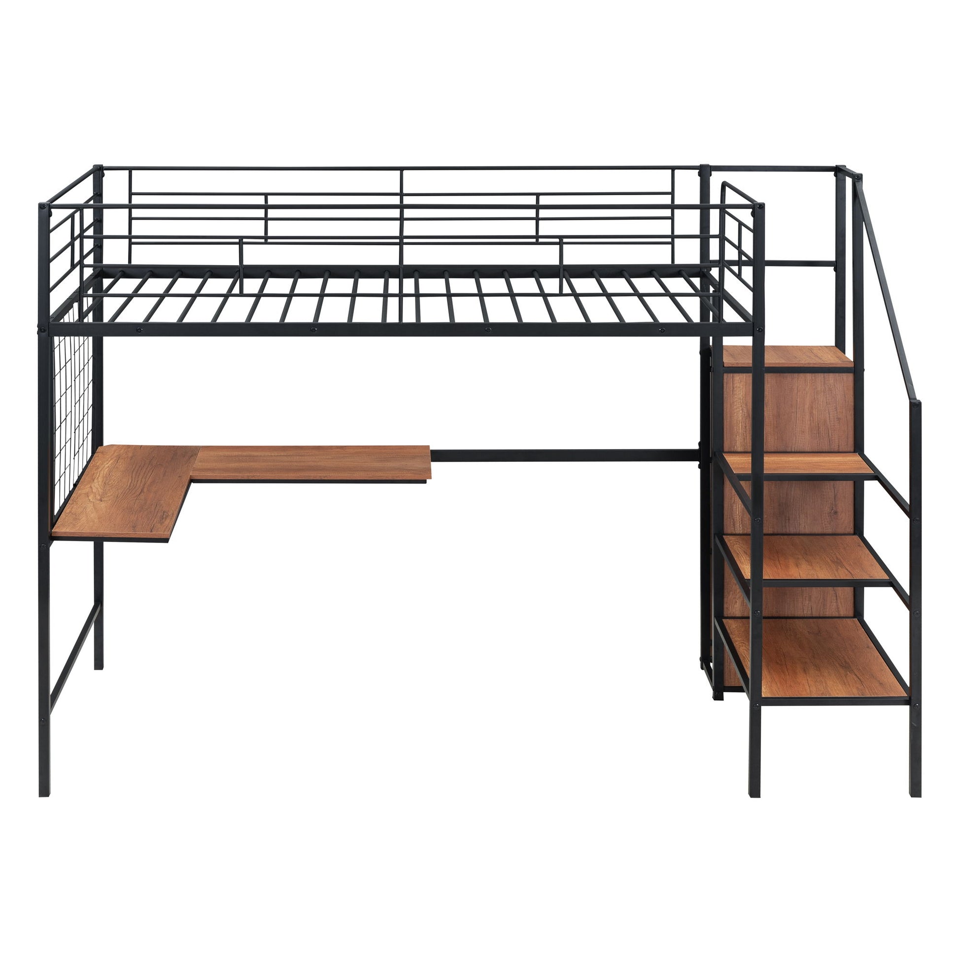 Loft Bed With Desk And Grid, Stylish Frame With Lateral Storage Ladder And Wardrobe - The Sleep Loft - Online Mattress Showroom NYC