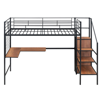 Loft Bed With Desk And Grid, Stylish Frame With Lateral Storage Ladder And Wardrobe - The Sleep Loft - Online Mattress Showroom NYC