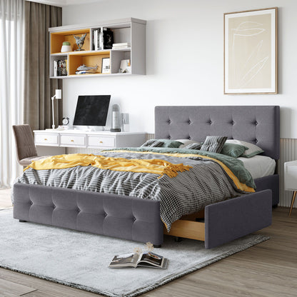 Upholstered Platform Bed With Classic Headboard And Drawers, No Box Spring Needed - The Sleep Loft - Online Mattress Showroom NYC