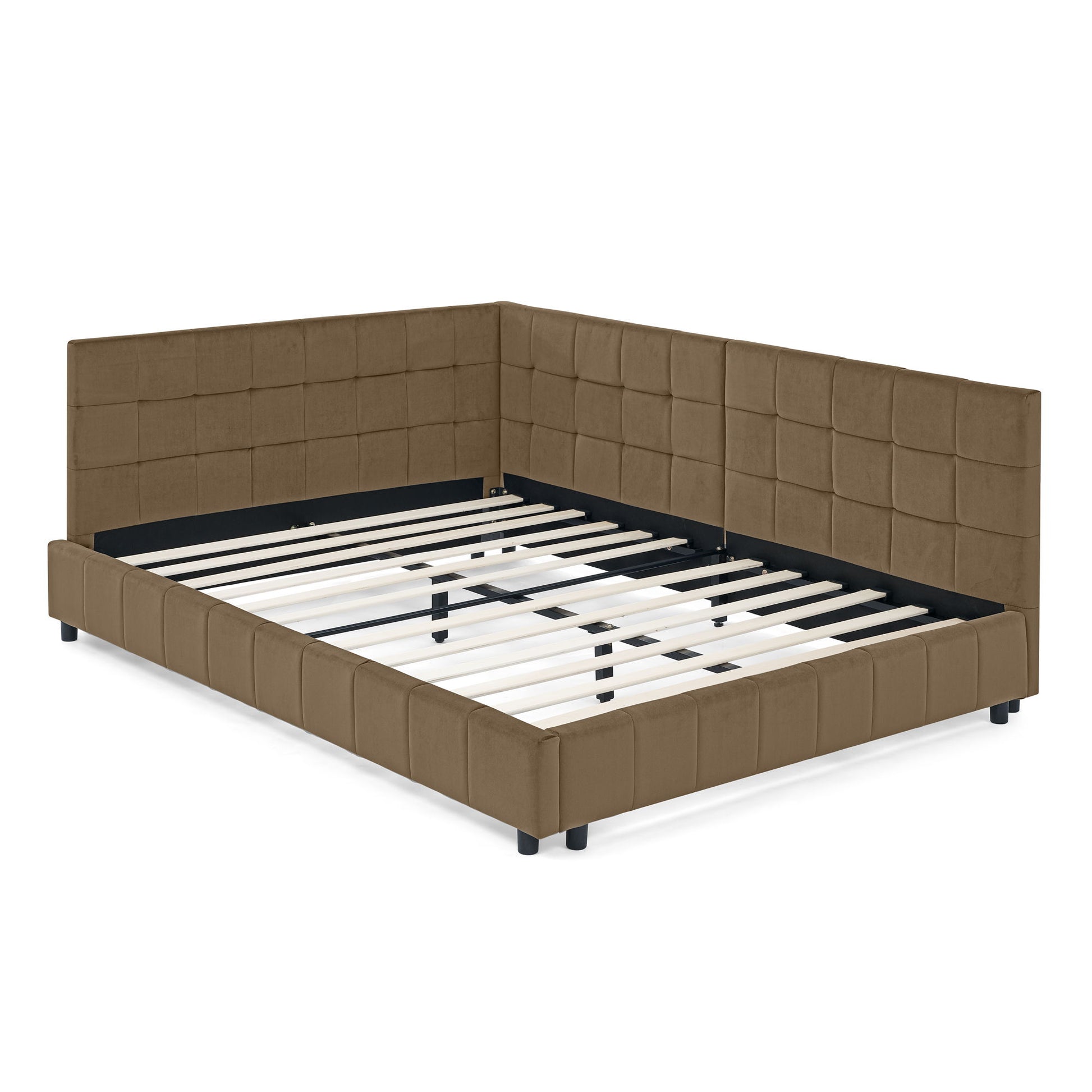 Upholstered Bed Frame With Tufted Backrest And Armrests - The Sleep Loft - Online Mattress Showroom NYC