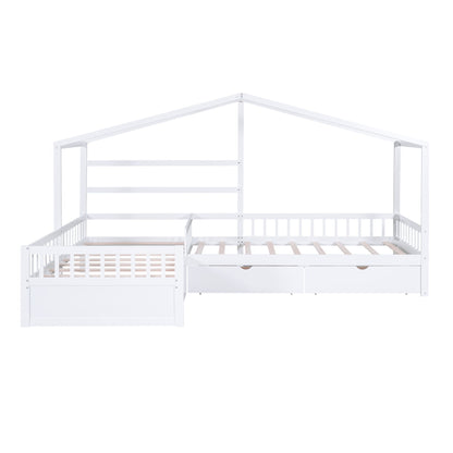 L Shape Platform Bed With 3 Storage Drawers - The Sleep Loft - Online Mattress Showroom NYC