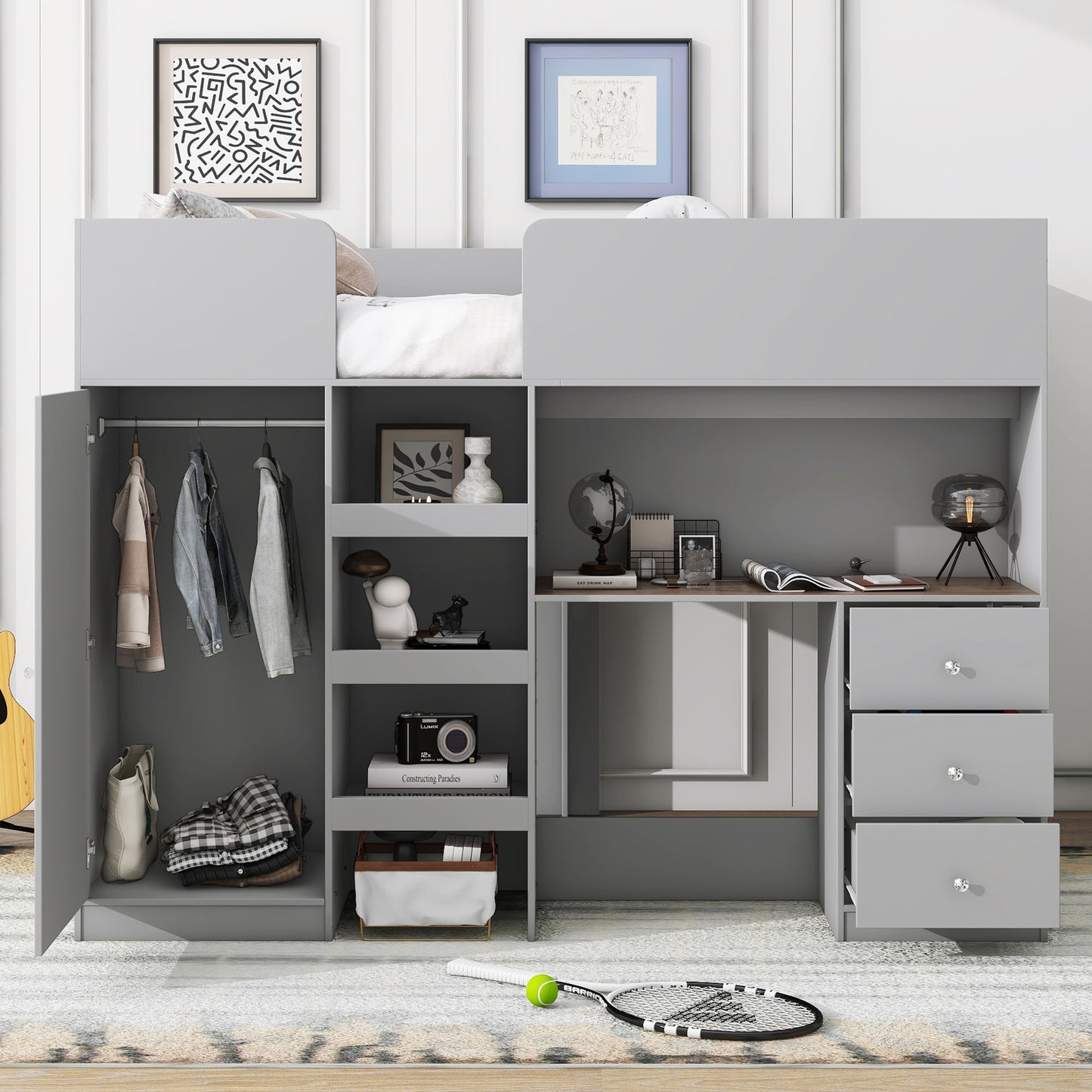 Loft Bed With Built In Wardrobe, Desk, Shelves, And Drawers - The Sleep Loft - Online Mattress Showroom NYC