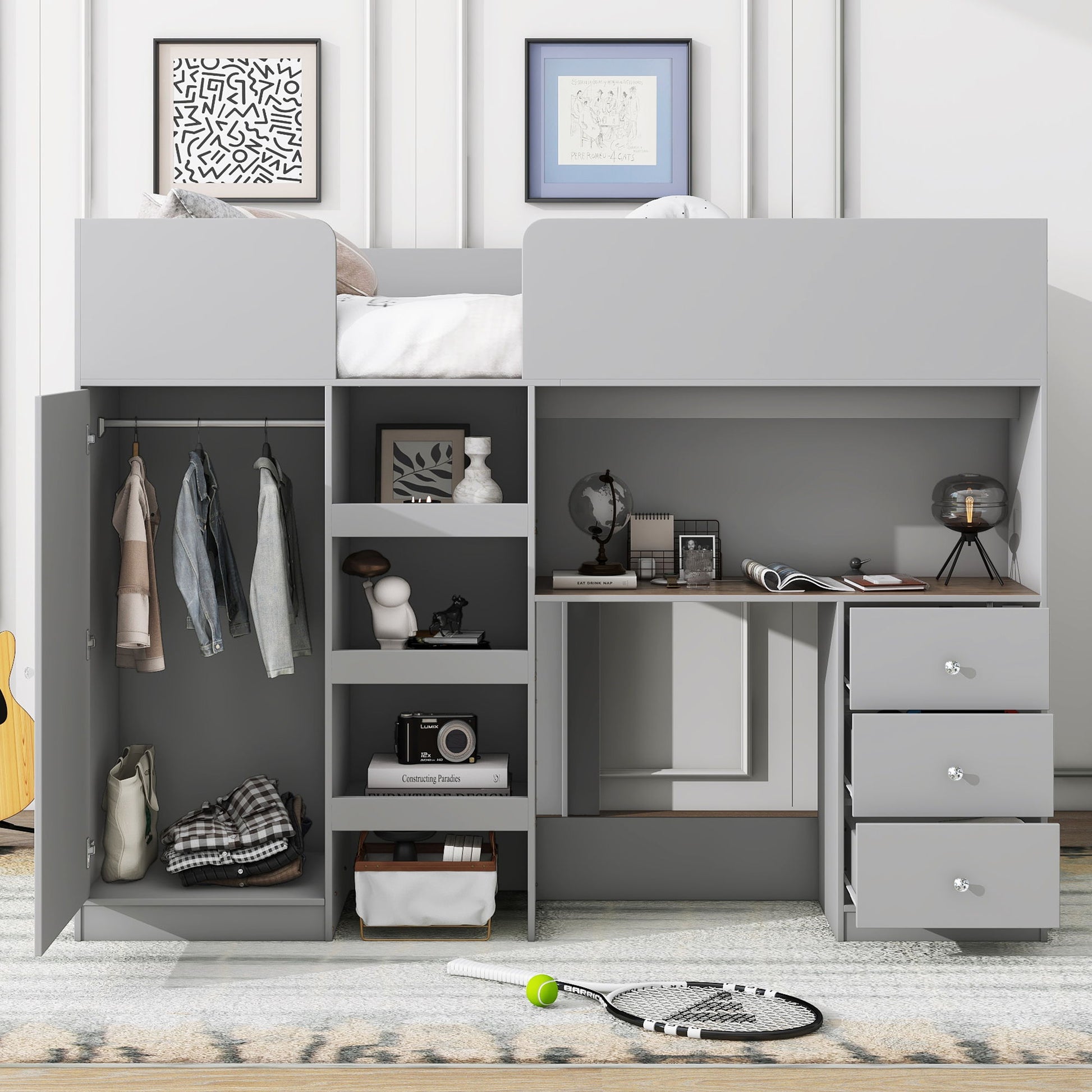 Loft Bed With Built In Wardrobe, Desk, Shelves, And Drawers - The Sleep Loft - Online Mattress Showroom NYC