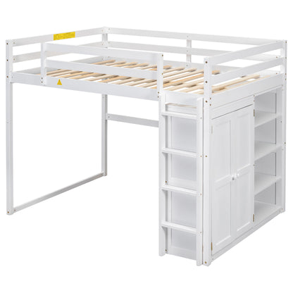 Loft Bed With Built In Wardrobe, Storage Shelves, And LED Light - The Sleep Loft - Online Mattress Showroom NYC